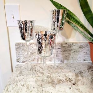 3 Mercury Glass Candle holders